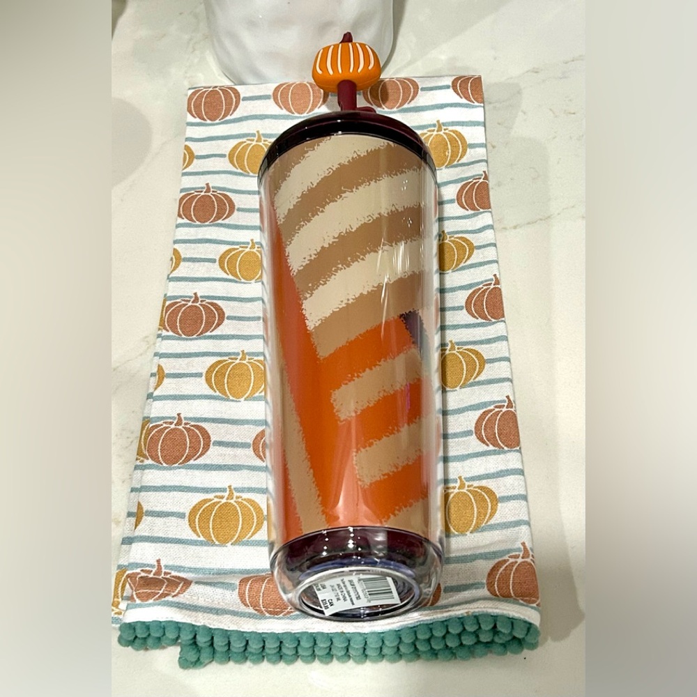 Starbucks NWT 2025 Fall Orange Pumpkin Topper Hot/Cold tumbler